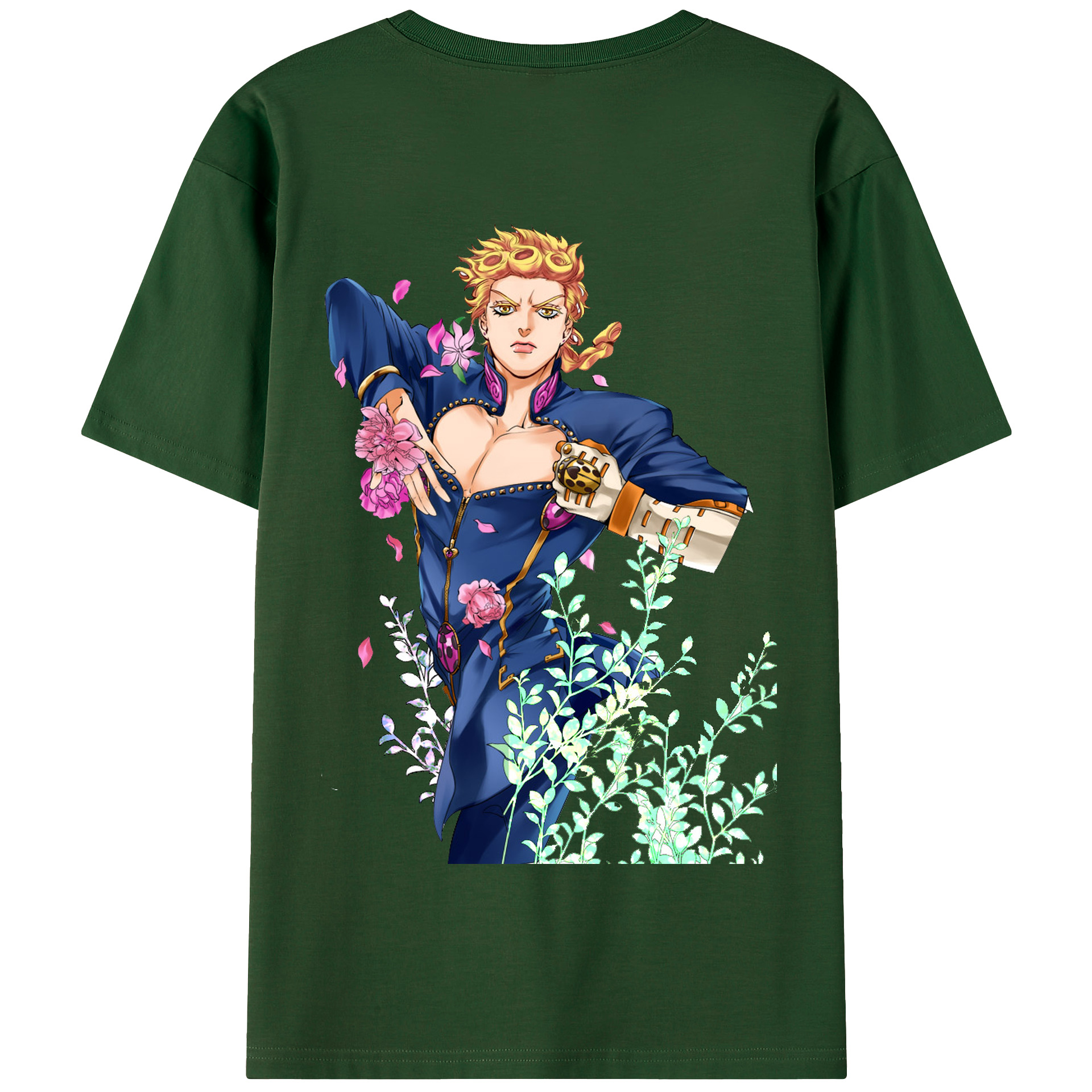 （画像用） ジョジョの奇妙な冒険 ジョルノ?ジョバァーナ JoJo's Bizarre Adventure Giorno Giovanna 綿100％半袖Tシャツ（背面プリント）